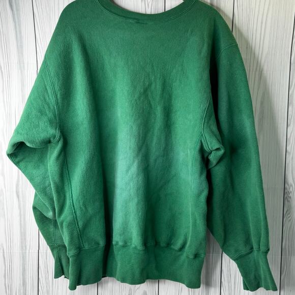 Vintage 90s Champion Green Reverse Weave Sweatshirt Extra Large USA Distressed - Picture 3 of 8